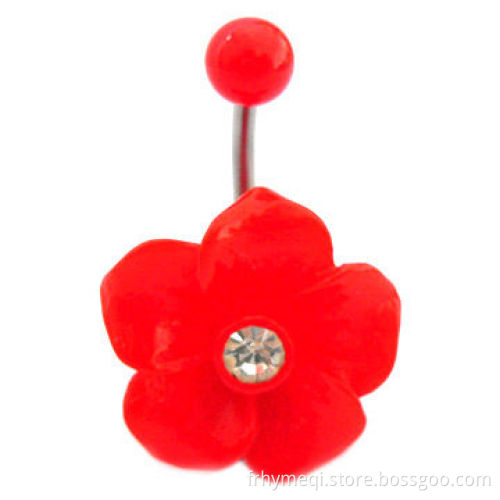 Acrylic floral design navel belly rings
